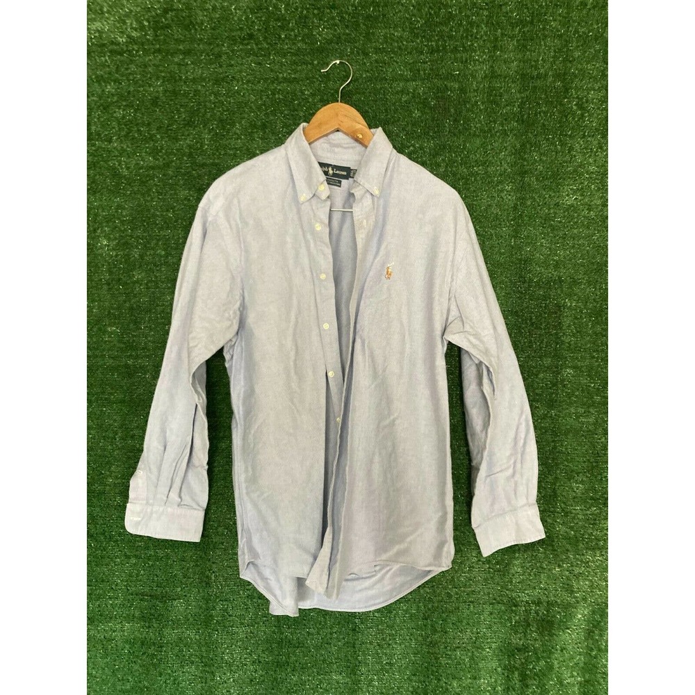 Ralph Lauren Men's Yarmouth 100% Cotton Oxford Shirt Light Blue Size 16 1/2 - 34